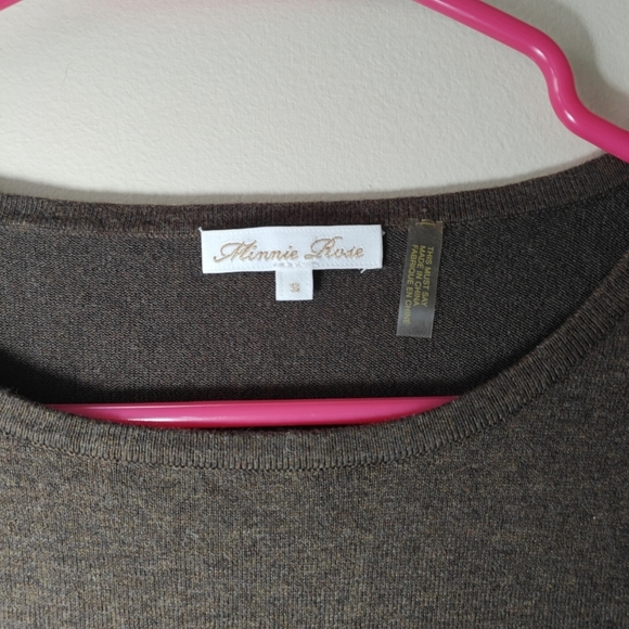 Minnie Rose Sz Small Brown Cotton Blend Soft Long Sleeve Sweatshirt  Crew Neck - Picture 5 of 6